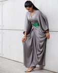Butterfly Limited Kaftan in Silver with Green