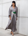 Butterfly Limited Kaftan in Silver with Green