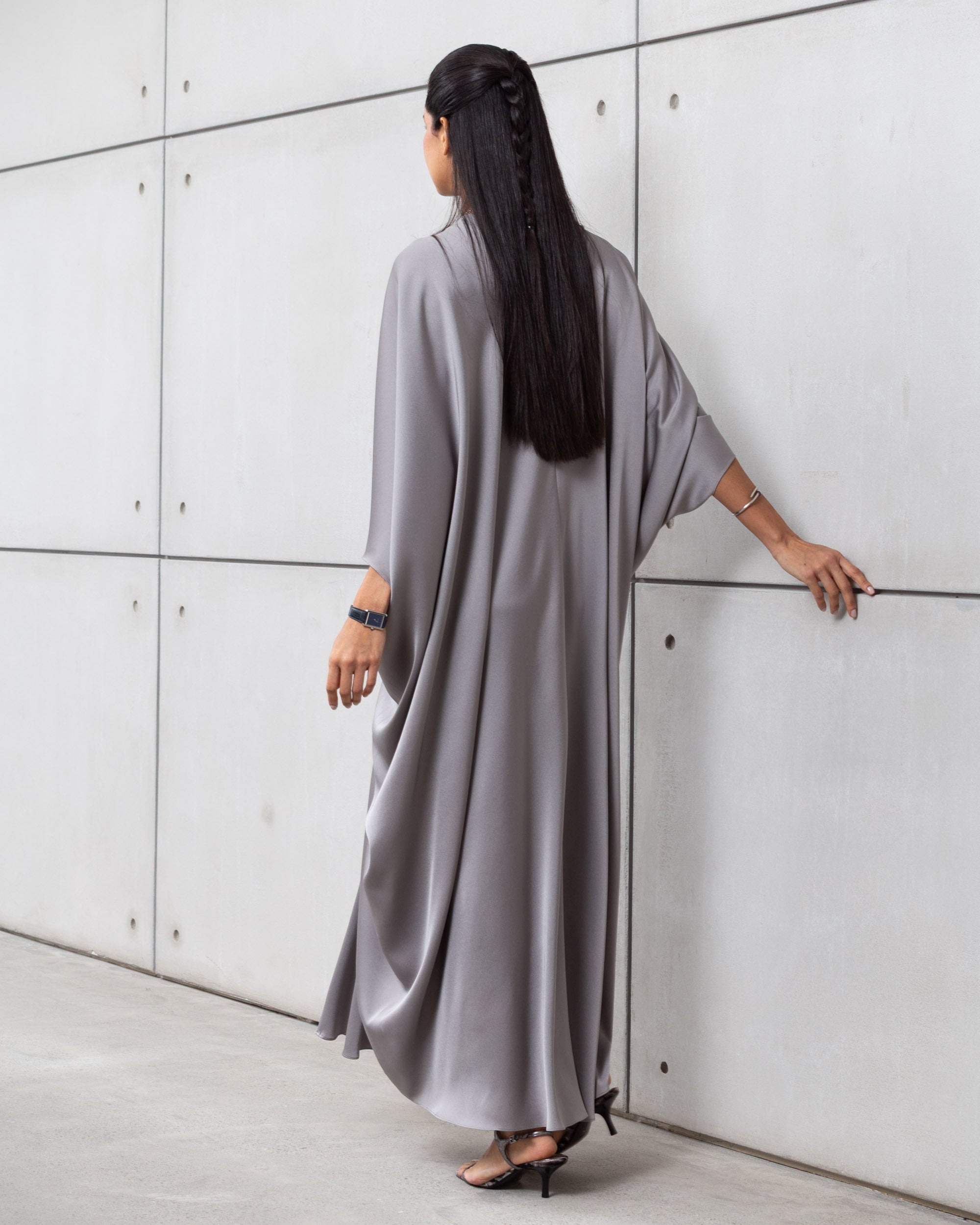 Butterfly Limited Kaftan in Silver with Green