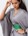 Butterfly Limited Kaftan in Silver with Green
