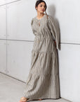 Striped Kaftan Dress in Golden Sand