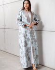 Floral Jacquard Abaya in Sky Blue