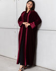 Velvet Abaya in Burgundy RTW