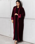 Velvet Abaya in Burgundy RTW