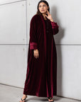 Velvet Abaya in Burgundy RTW