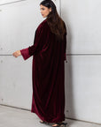 Velvet Abaya in Burgundy RTW