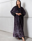 Velvet Abaya in Purple Pattern RTW