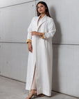 Jacket Abaya in White with Gold & Embroided RTW