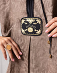 Patterned Kaftan with Tie Neck in Brown