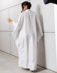 Silk Kaftan in Silver Gray with Red