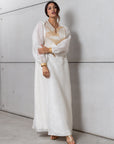 Silk Organza in White with Golden Cranes RTW