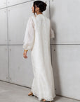 Silk Organza in White with Golden Cranes RTW