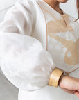 Silk Organza in White with Golden Cranes RTW
