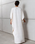 Flow Kaftan in Ivory with Gold Button Detail