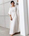 Flow Kaftan in Ivory with Gold Button Detail