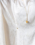 Flow Kaftan in Ivory with Gold Button Detail