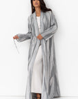 Tencel Linen Abaya with Shawl Collar and Tassel - Button Details