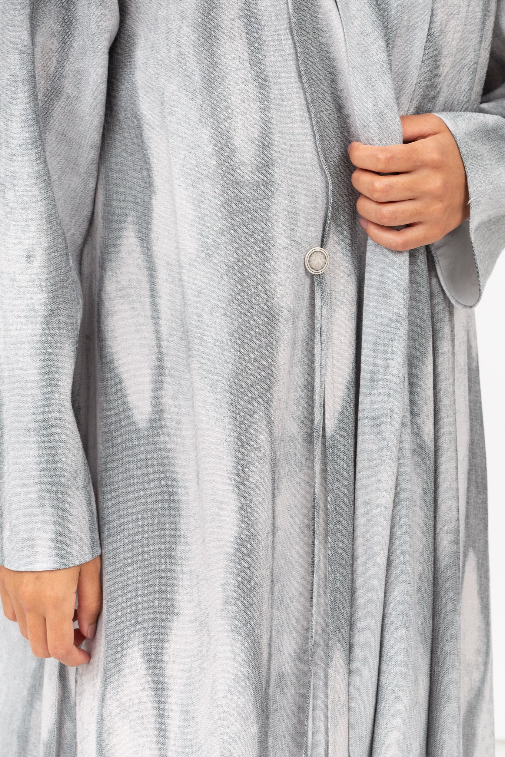 Tencel Linen Abaya with Shawl Collar and Tassel - Button Details RTW