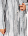 Tencel Linen Abaya with Shawl Collar and Tassel - Button Details