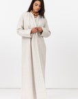 Stripe Linen Abaya in Beige with Button Closing RTW