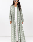 Loose Cut Abaya in Square Pattern Linen  RTW