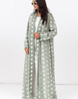 Loose Cut Abaya in Square Pattern Linen  RTW