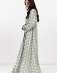 Loose Cut Abaya in Square Pattern Linen  RTW