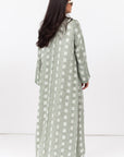 Loose Cut Abaya in Square Pattern Linen  RTW