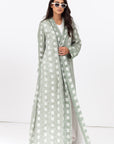 Loose Cut Abaya in Square Pattern Linen  RTW