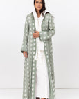 Loose Cut Abaya in Square Pattern Linen  RTW