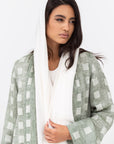 Loose Cut Abaya in Square Pattern Linen  RTW