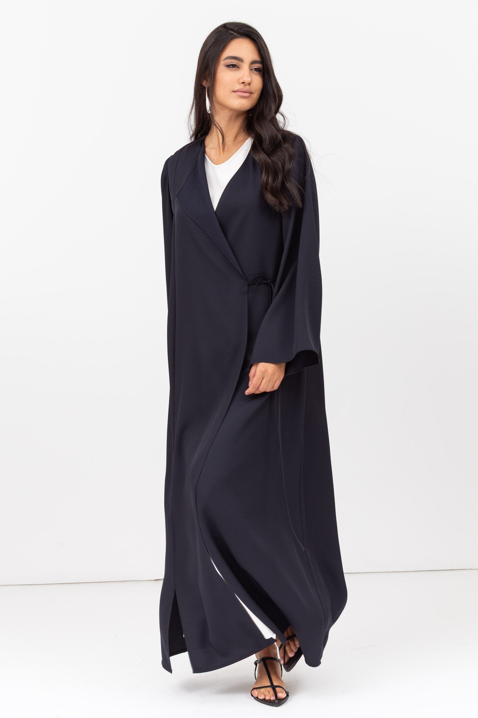 Side Tie Abaya in Navy blue