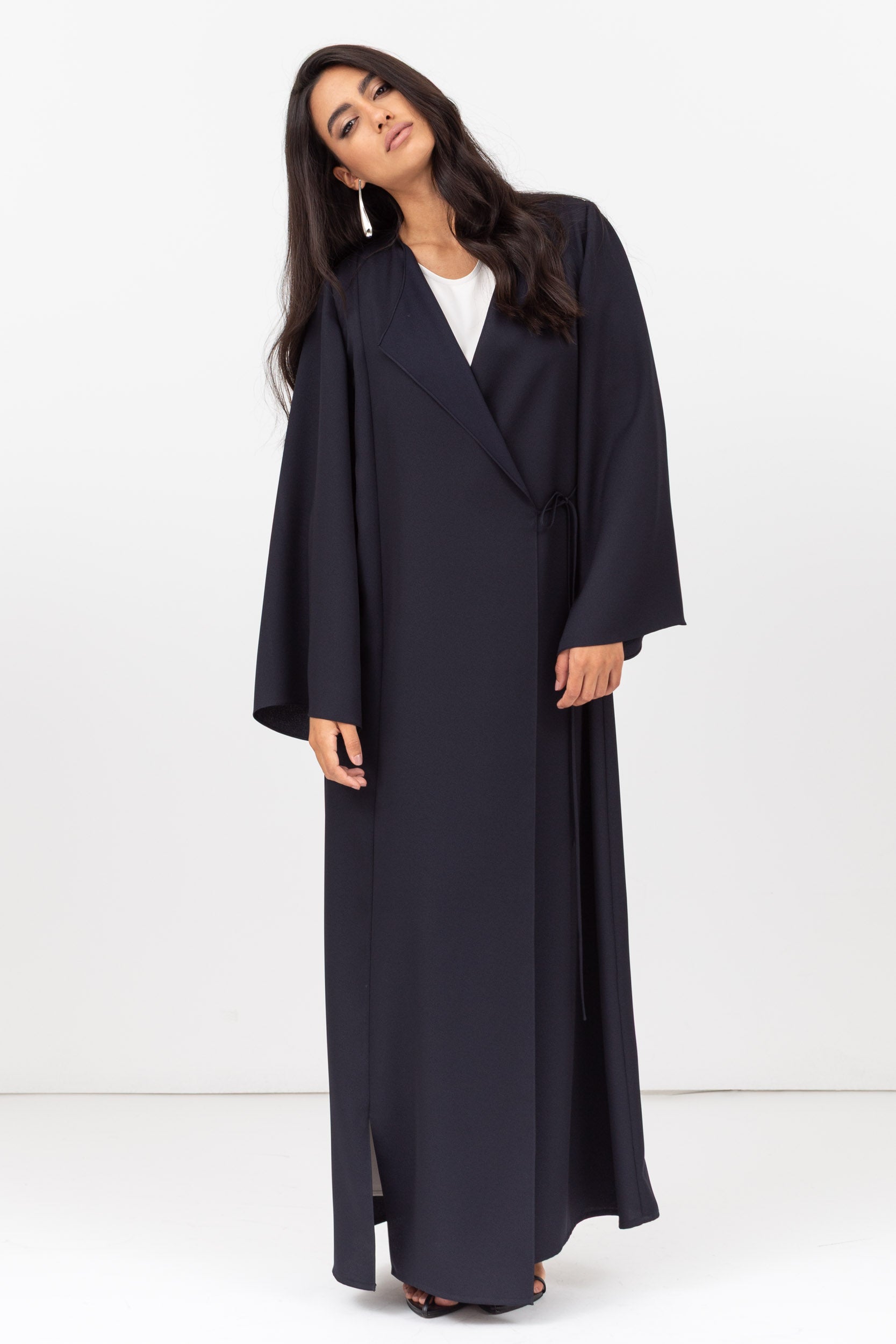 Side Tie Abaya in Navy blue