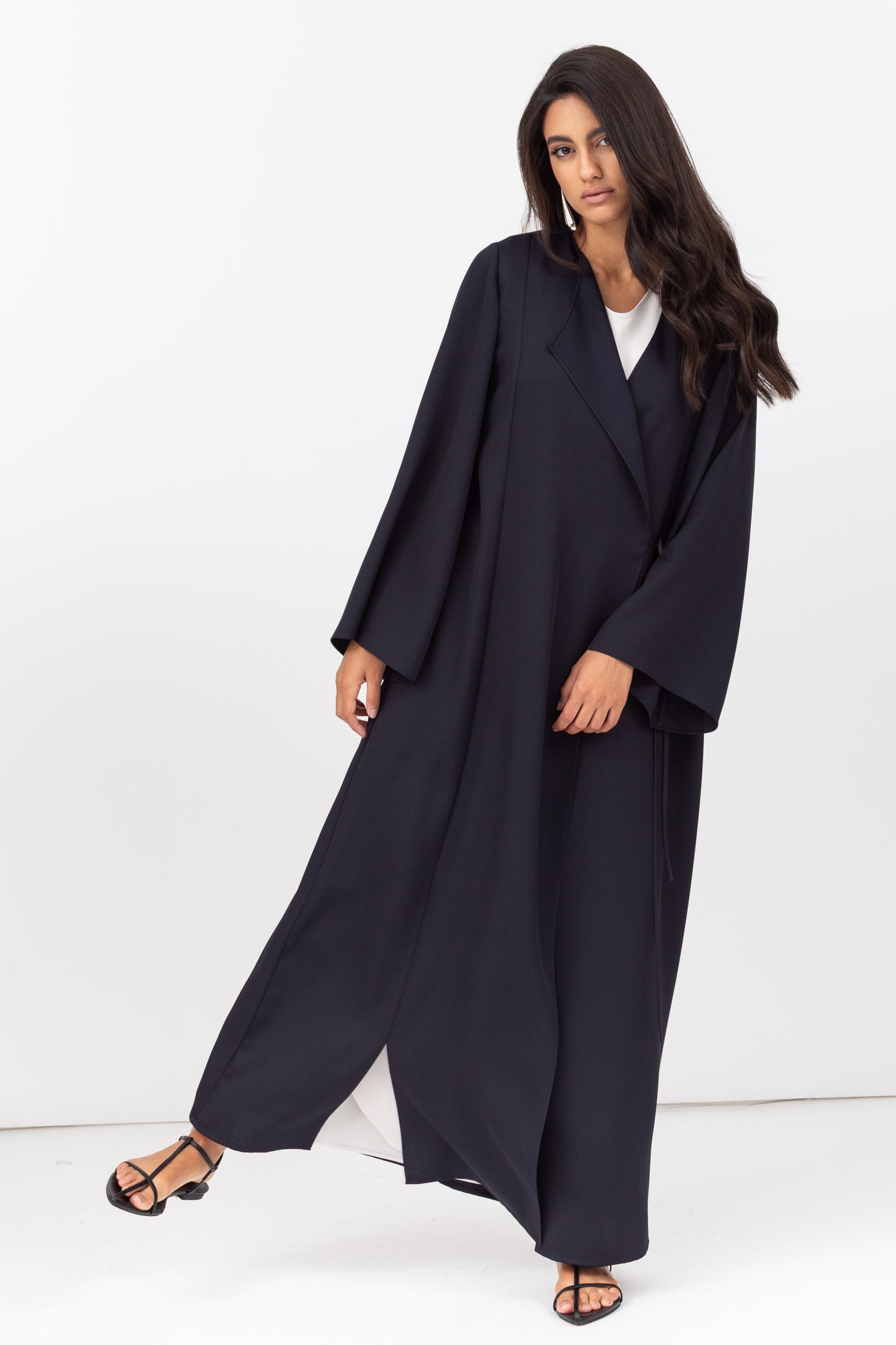 Side Tie Abaya in Navy blue