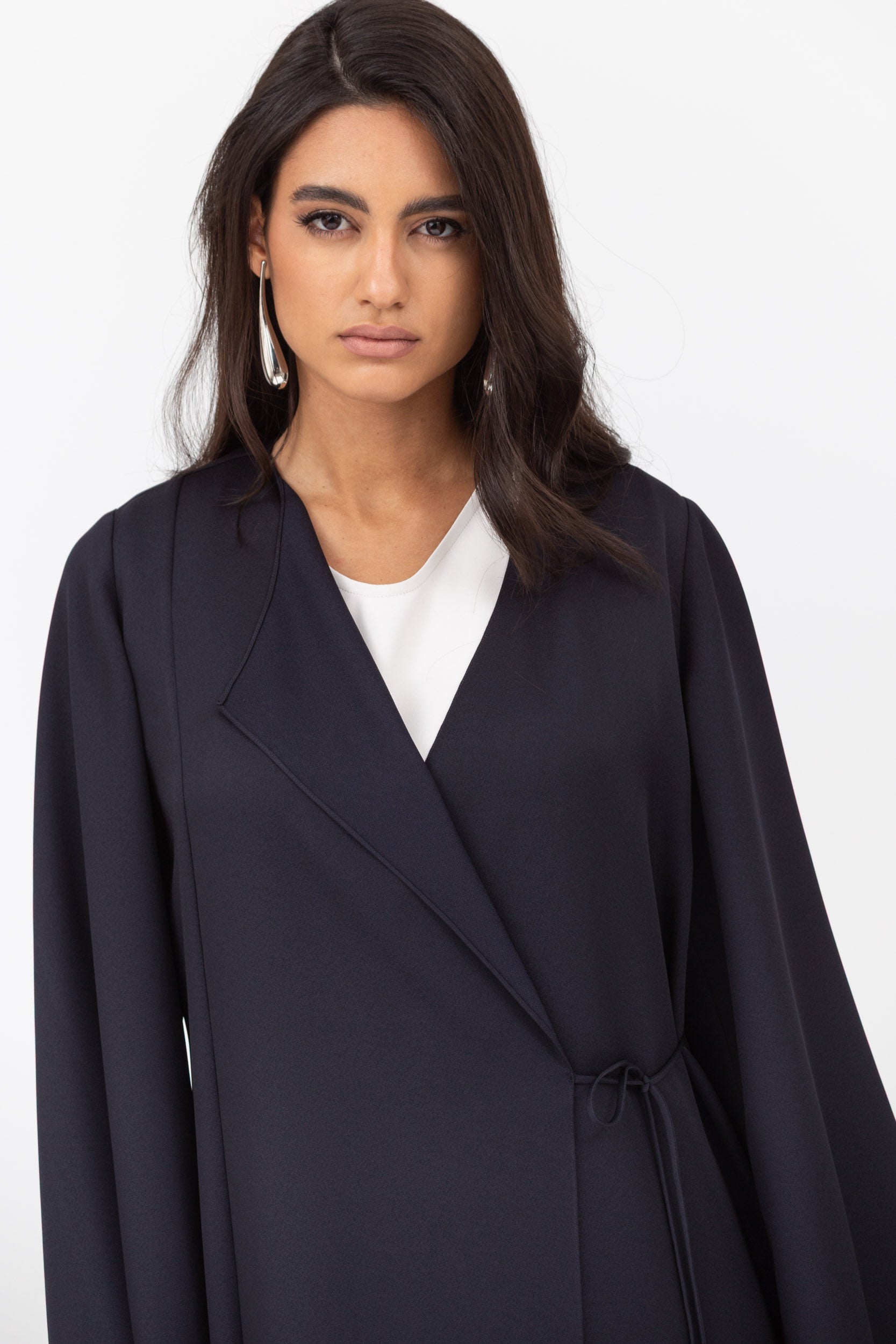 Side Tie Abaya in Navy blue
