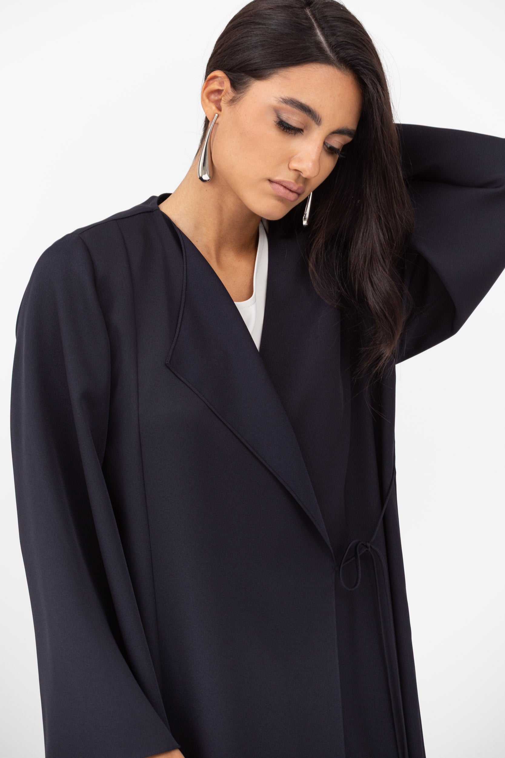 Side Tie Abaya in Navy blue
