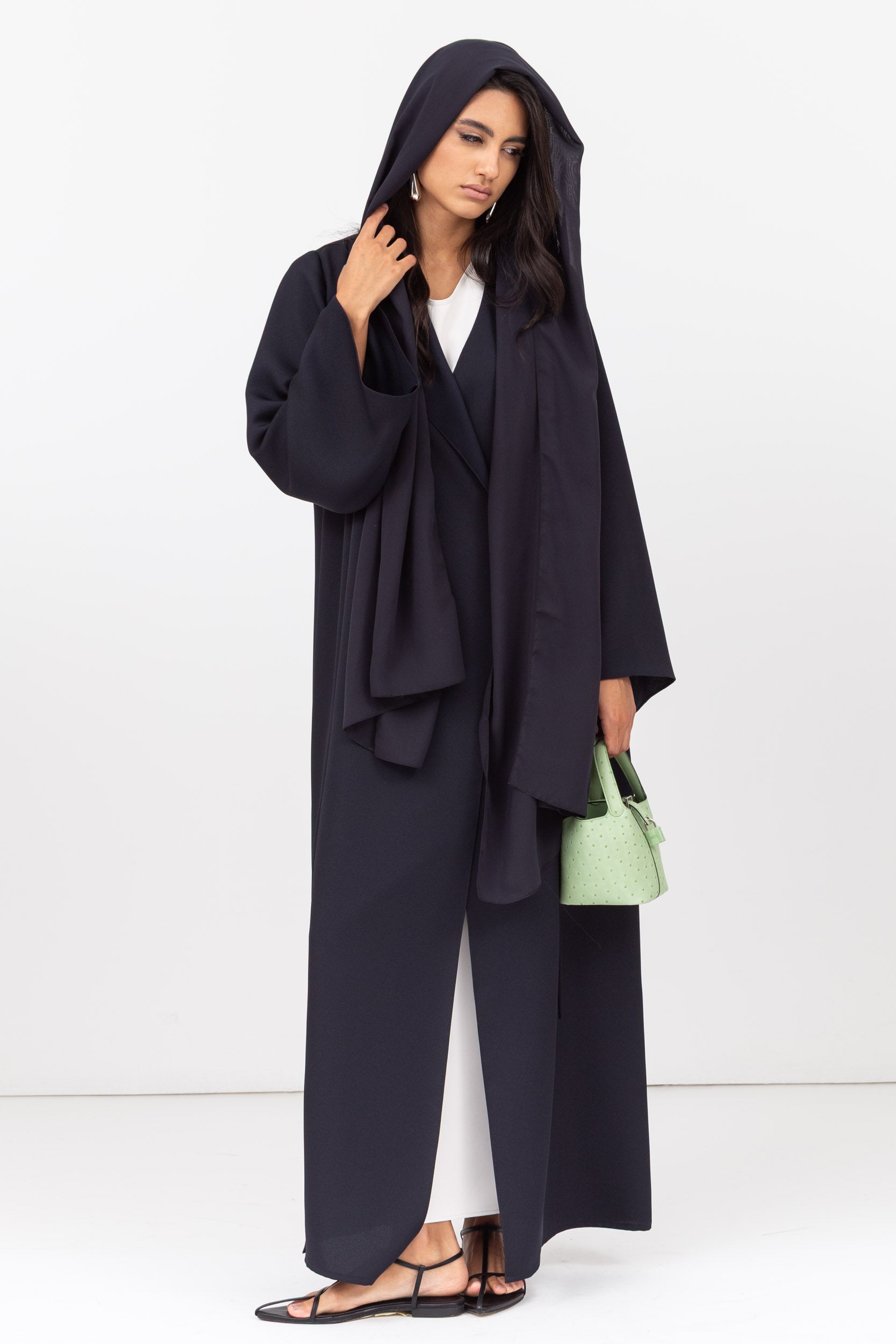 Side Tie Abaya in Navy blue