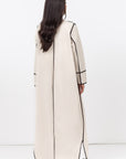 Structured Abaya in Creme with Black Piping Details