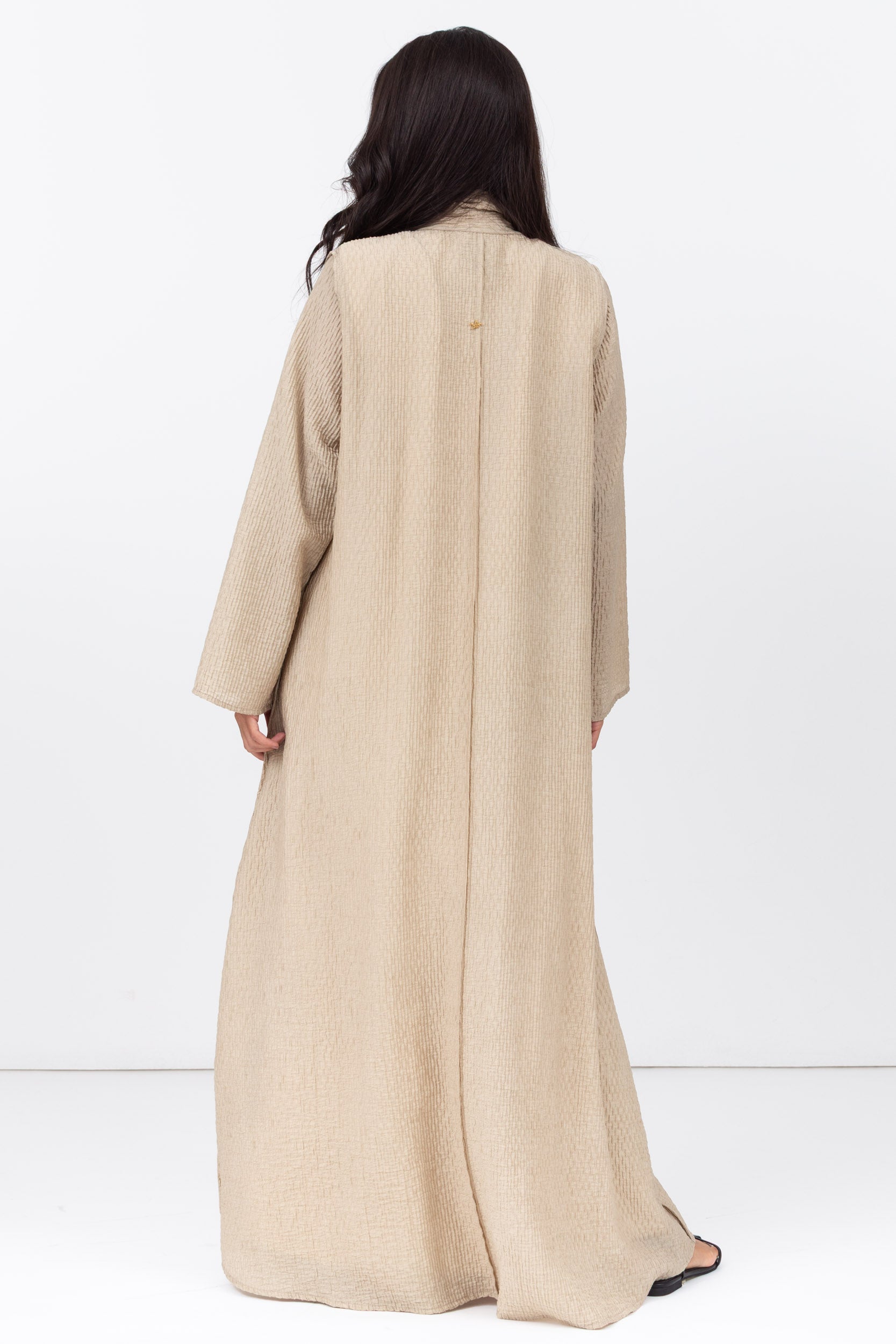 Textured Tencel Linen Abaya with Japanese String Tie