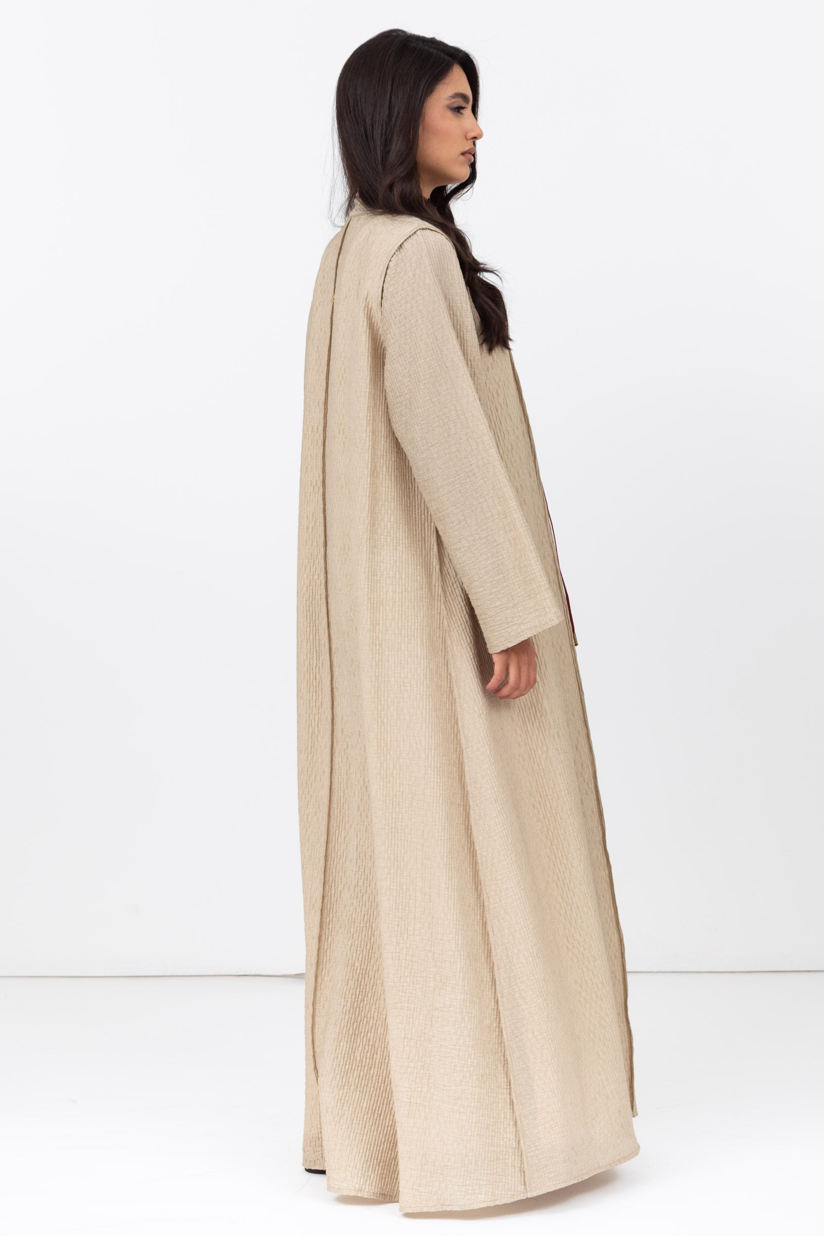 Textured Tencel Linen Abaya with Japanese String Tie