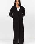 Suit Abaya with Draped Satin Sleeve in Black