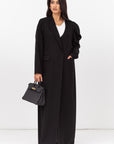 Suit Abaya with Draped Satin Sleeve in Black