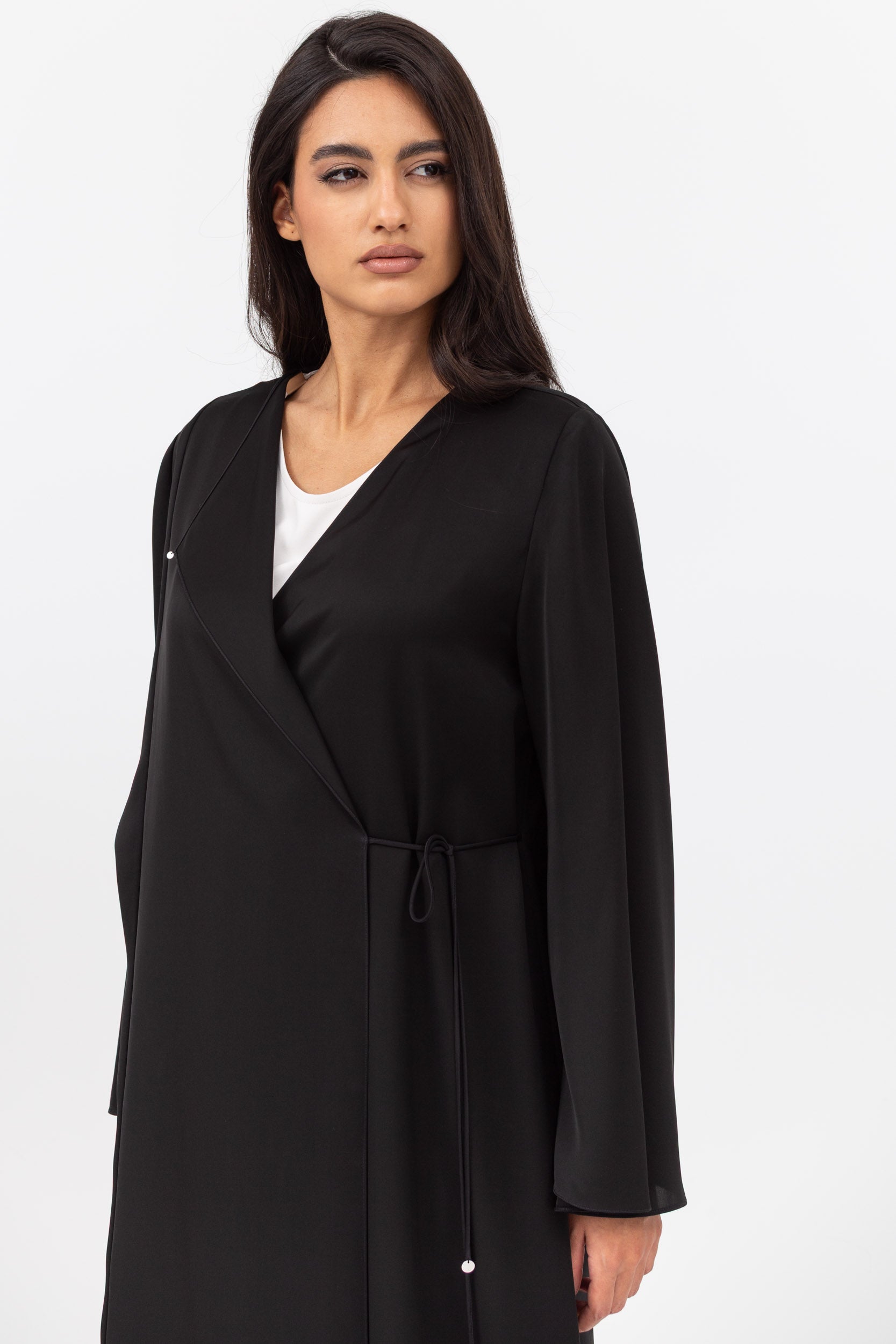 Side Tie Abaya in Black