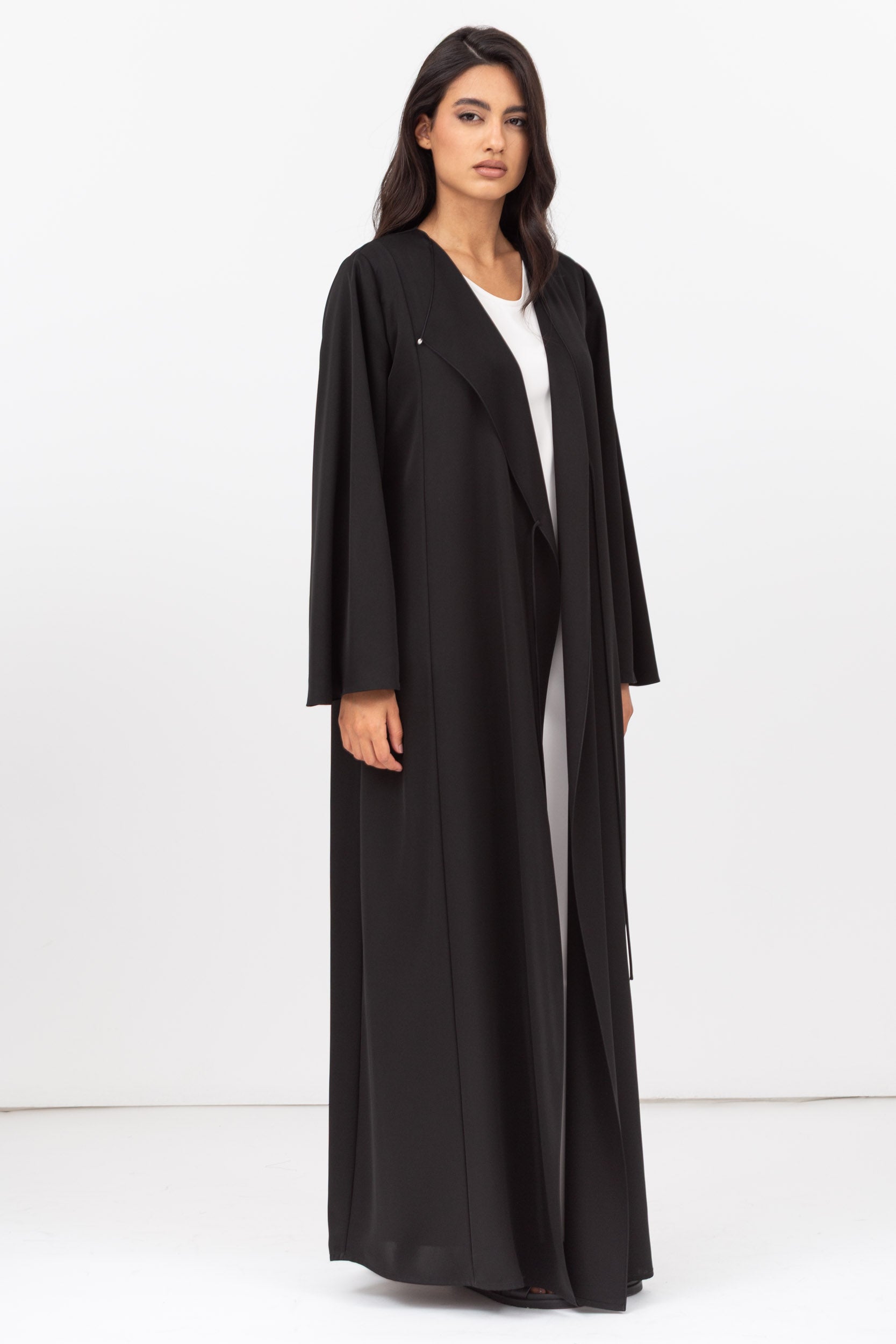 Side Tie Abaya in Black