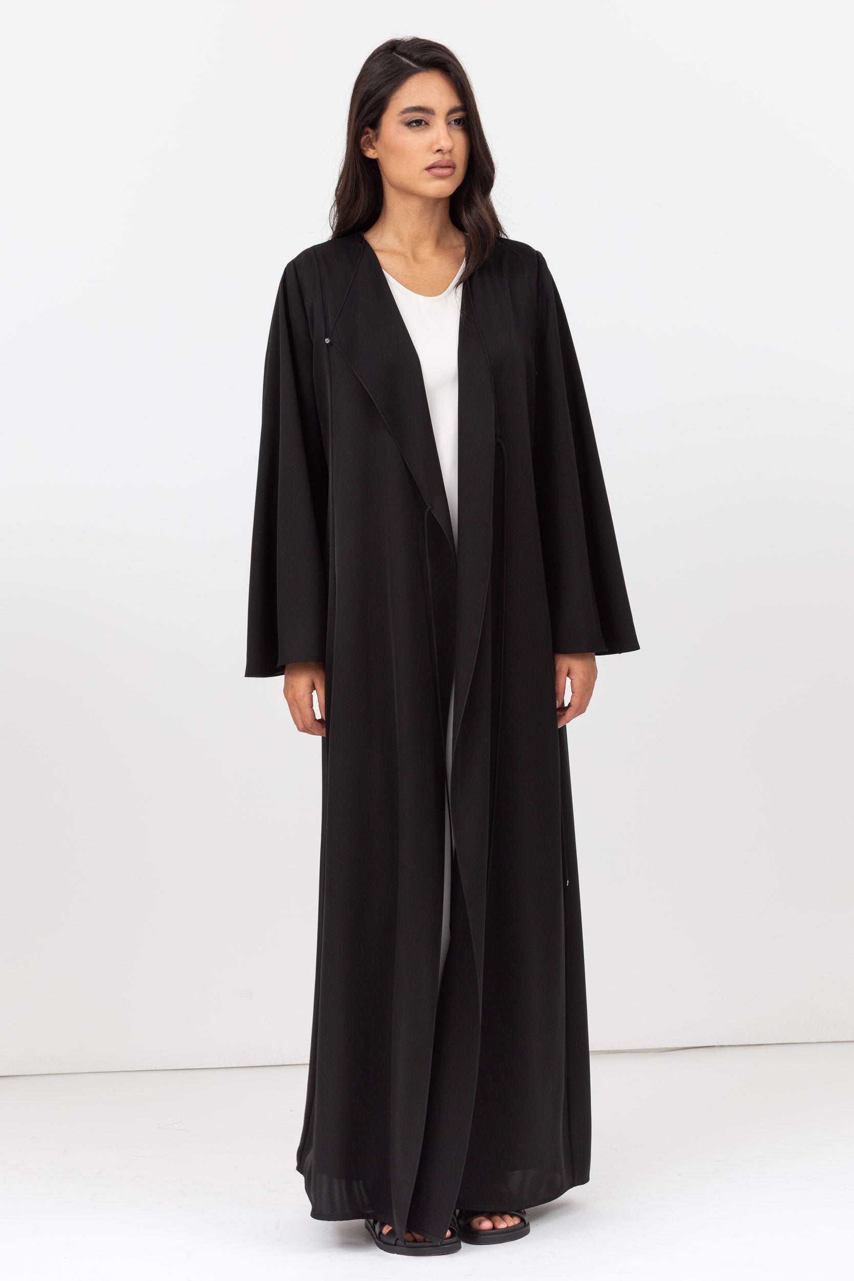 Side Tie Abaya in Black