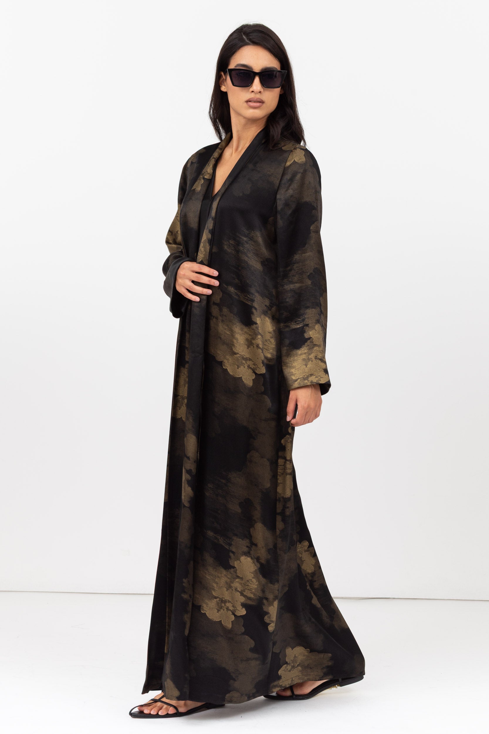 Golden Brushstrokes Shawl Collar Abaya RTW