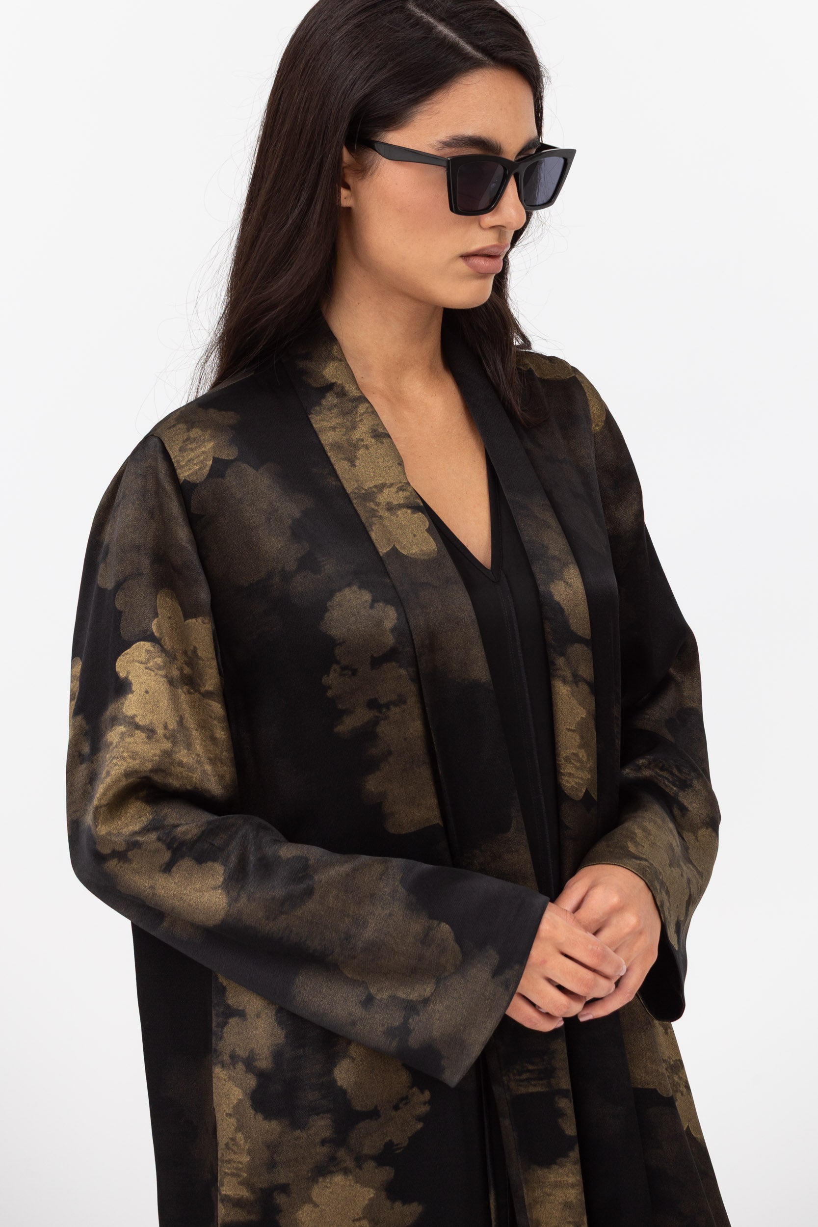 Golden Brushstrokes Shawl Collar Abaya RTW