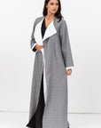 Loose Double Collar Linen Abaya in Grey