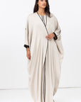 Butterfly Abaya in Creme with Black Details