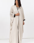 Butterfly Abaya in Creme with Black Details